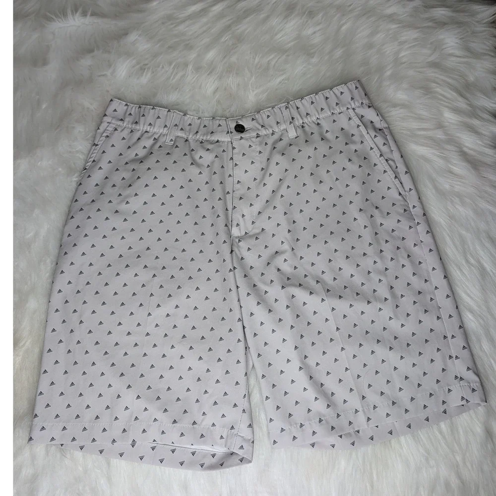 Adidas Golf Shorts Mens 36 Grey All Over Logo Print Performance Athletic 8